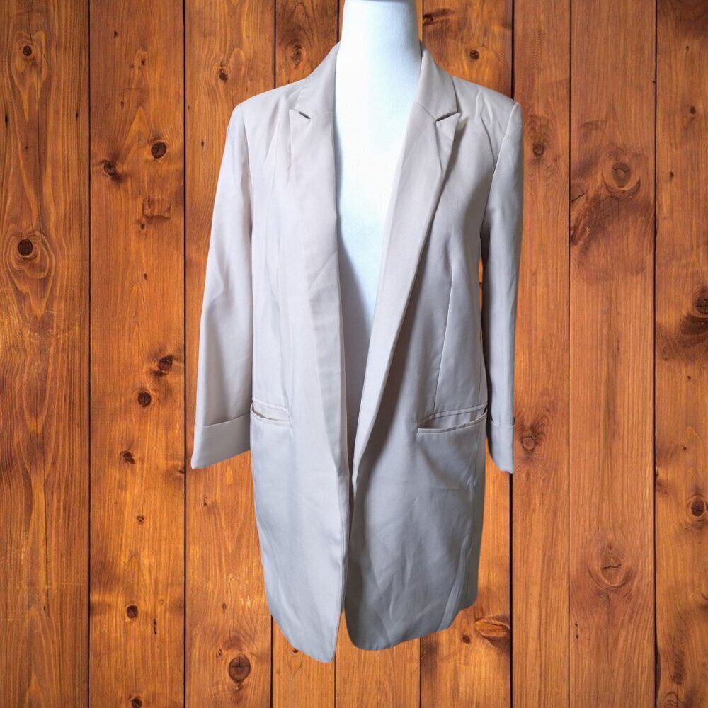 Missguided Size 2 Blush Pink 3/4 Cuffed Sleeve Open Front Blazer Classic Office